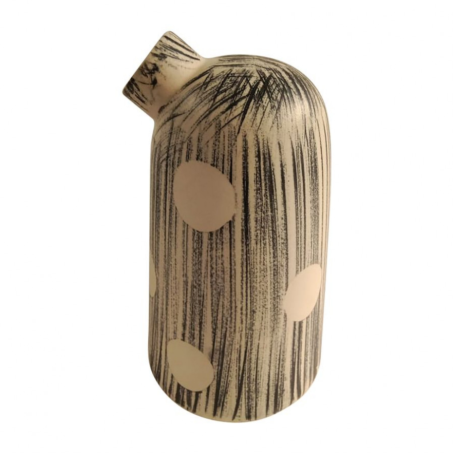 Sagebrook - 11" Stoneware Striped Polka Dot Vase in Blue/Ivory
