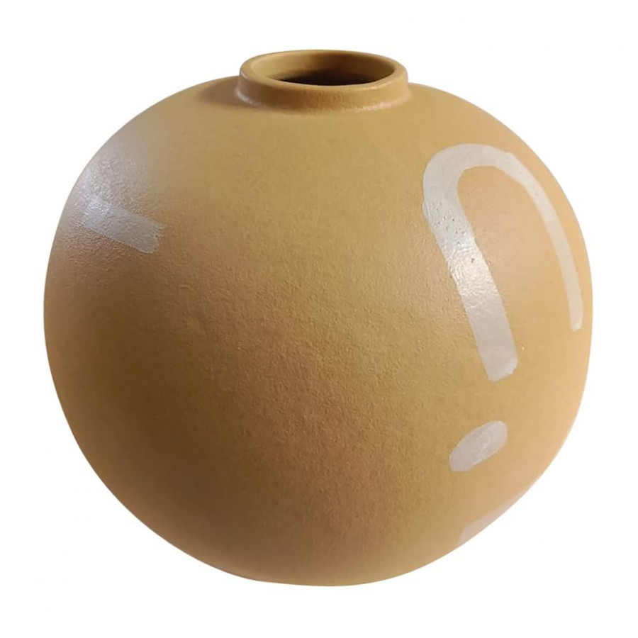 Sagebrook - 9" Stoneware Aztec Vase in Mustard