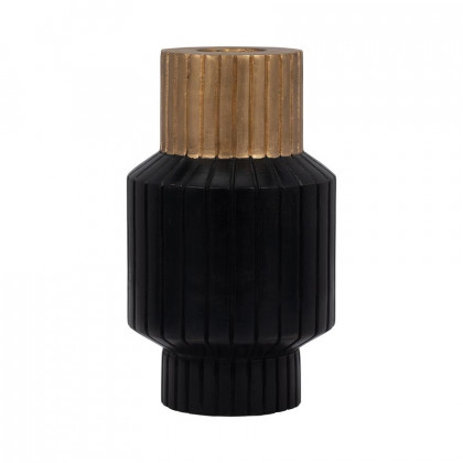 Sagebrook - 11" Wood Carved Totem Vase With Gold Top