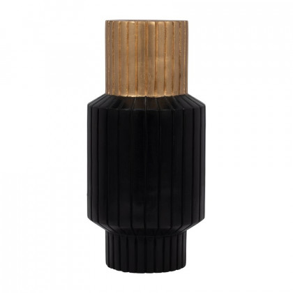 Sagebrook - 11" Wood Carved Totem Vase With Gold Top