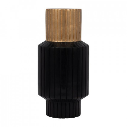 Sagebrook - 11" Wood Carved Totem Vase With Gold Top