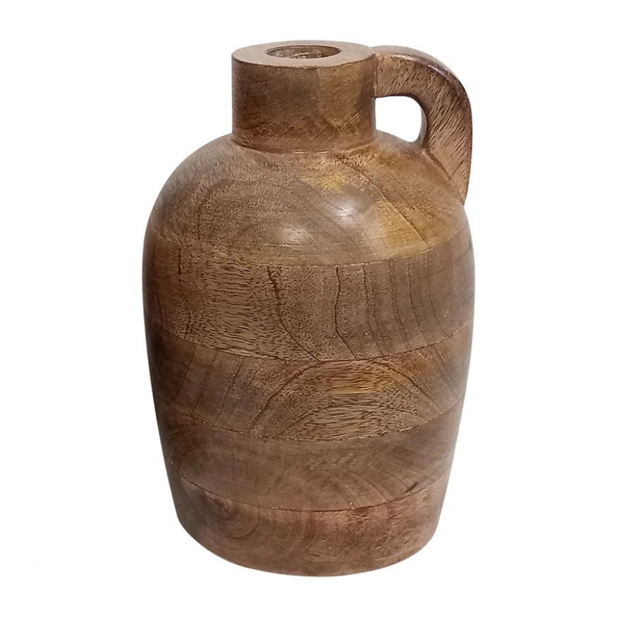 Sagebrook - 9" Wood Jug Vase With Handle