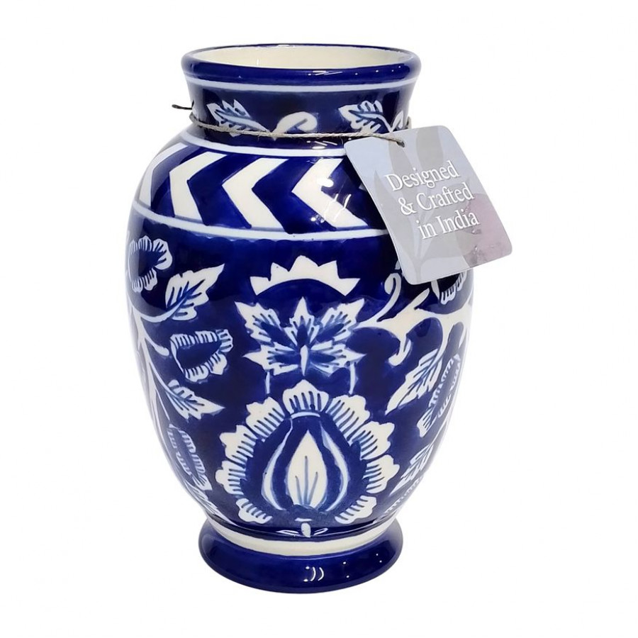 Sagebrook - 9" Ceramic Vines Talavera Vase in Blue/White