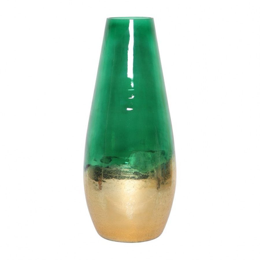 Sagebrook 11" Glass Gold Dipped Vase - Green