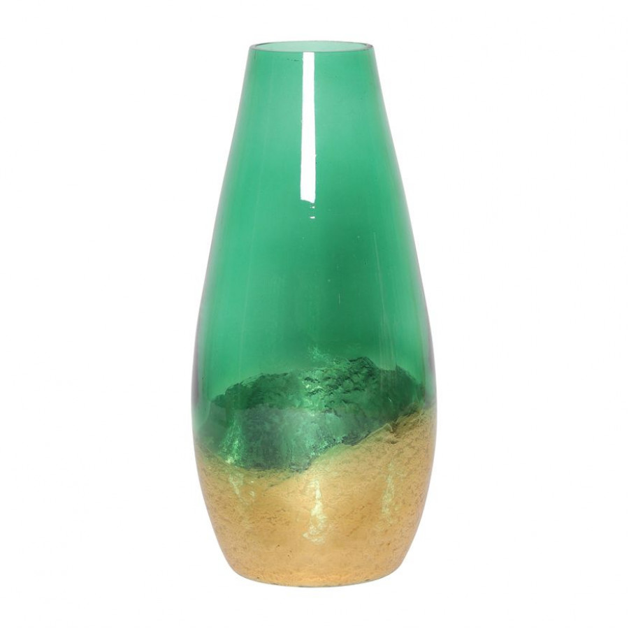 Sagebrook 19" Glass Gold Dipped Vase - Green