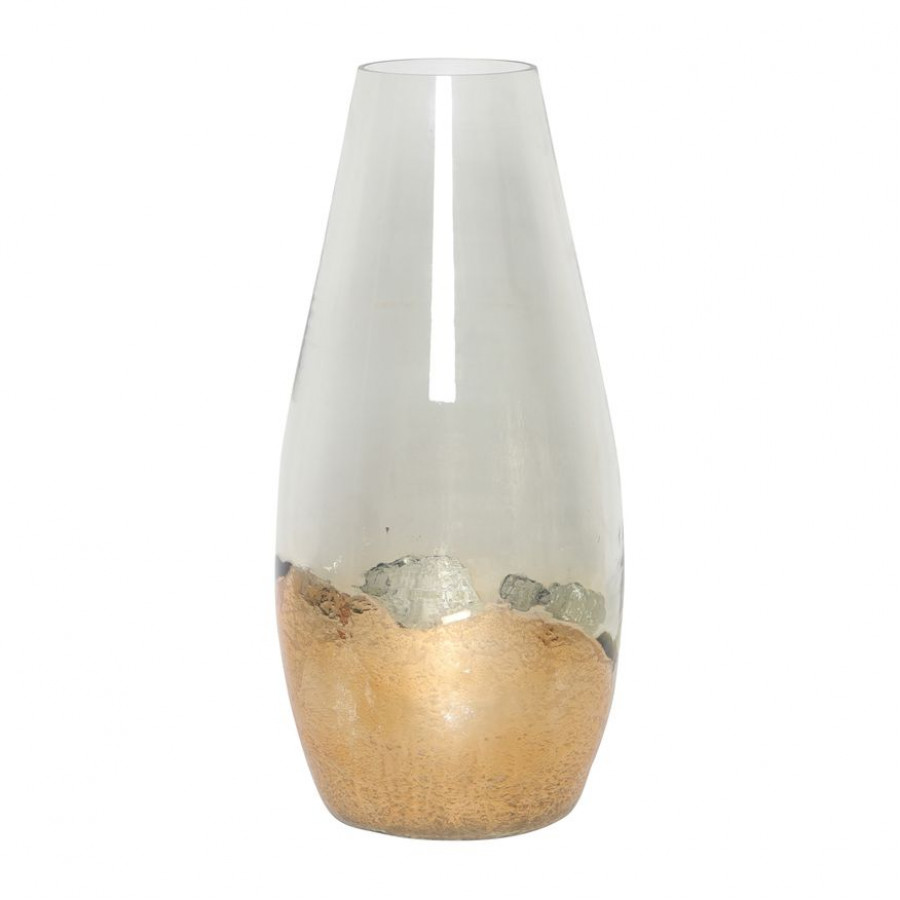 Sagebrook 15" Glass Gold Dipped Vase - Clear