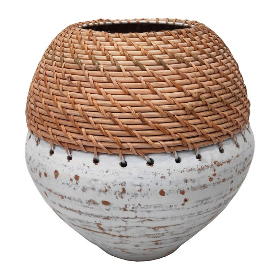Sagebrook - 9" Clay Vase With Woven Top