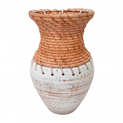 Sagebrook - 9" Clay Vase With Woven Top