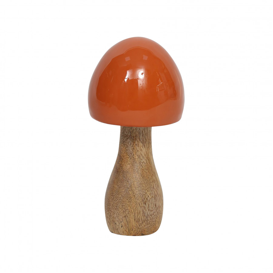 Sagebrook 6" Wood Coned Mushroom - Burnt Orange