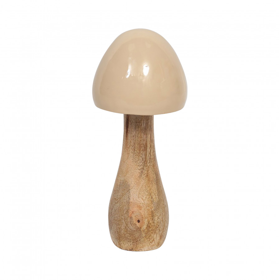 Sagebrook 8" Wood Coned Mushroom - Ivory