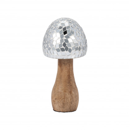 Sagebrook 6" Wood Mosaic Mushroom - Silver
