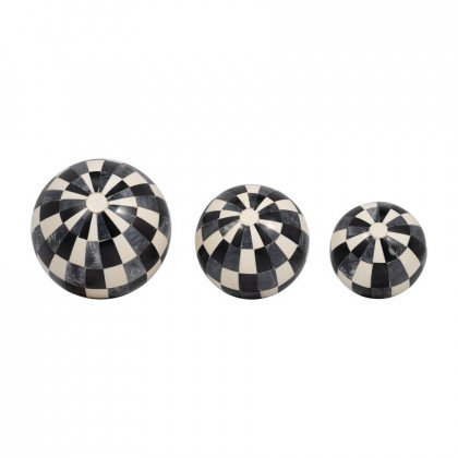 Sagebrook - 4"/5"/6" Resin Checkered Orbs (Set Of 3)