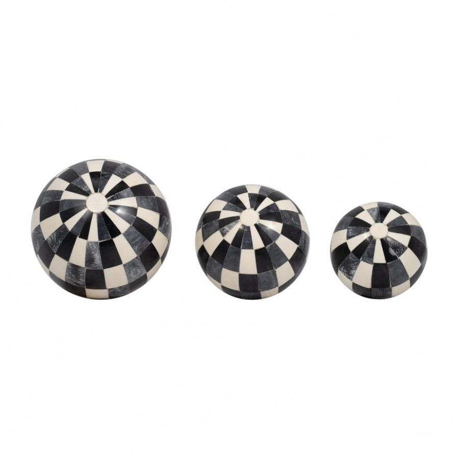 Sagebrook 4"/5"/6" Resin Checkered Orbs (Set Of 3) - Multi
