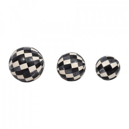 Sagebrook - 4"/5"/6" Resin Checkered Orbs (Set Of 3)