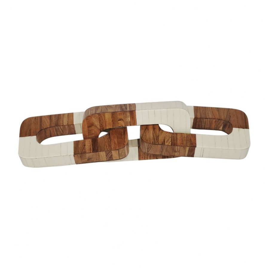 Sagebrook - 14" Resin Color Block Chain Decor in Ivory/Natural