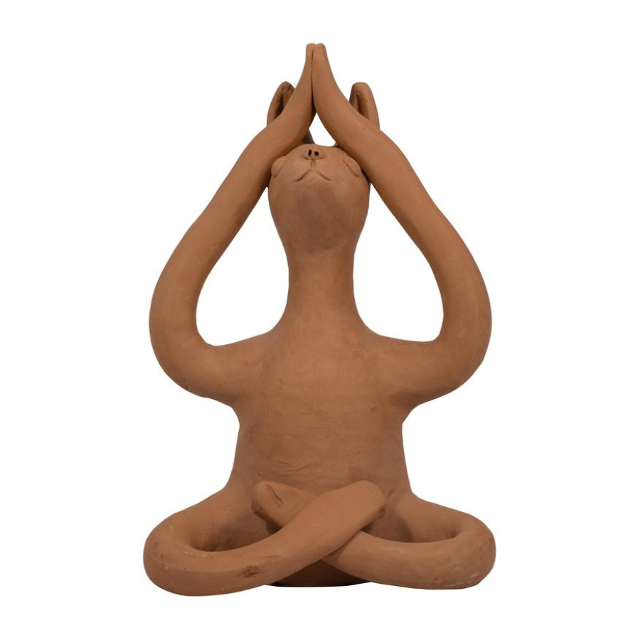 Sagebrook 10" Terracotta Salutation Yoga Bunny - Natural