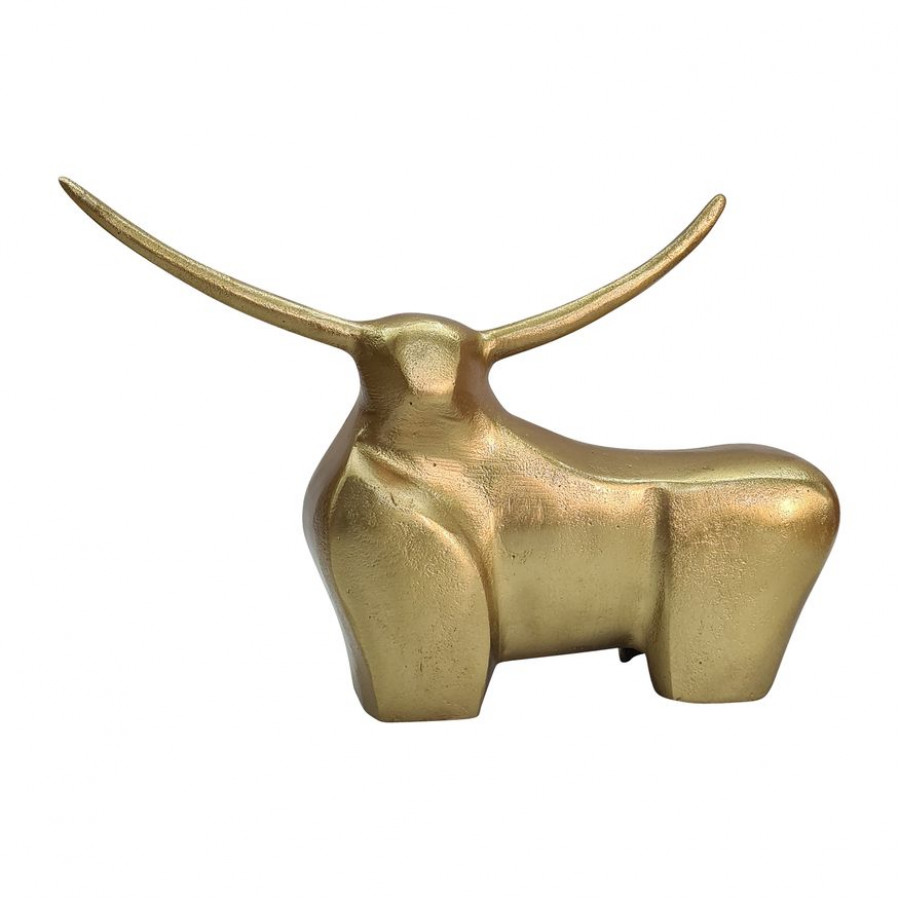 Sagebrook - 8" Metal Standing Bull in Gold