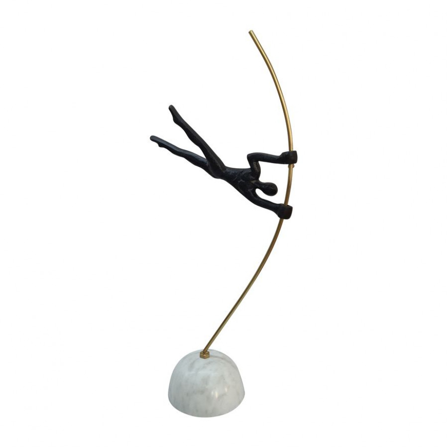 Sagebrook 17" Metal Gymnast On Pole - Black/Gold