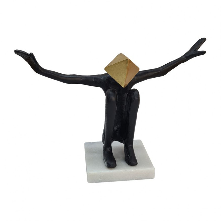 Sagebrook - 13" Metal Open Arms Man in Black/Gold