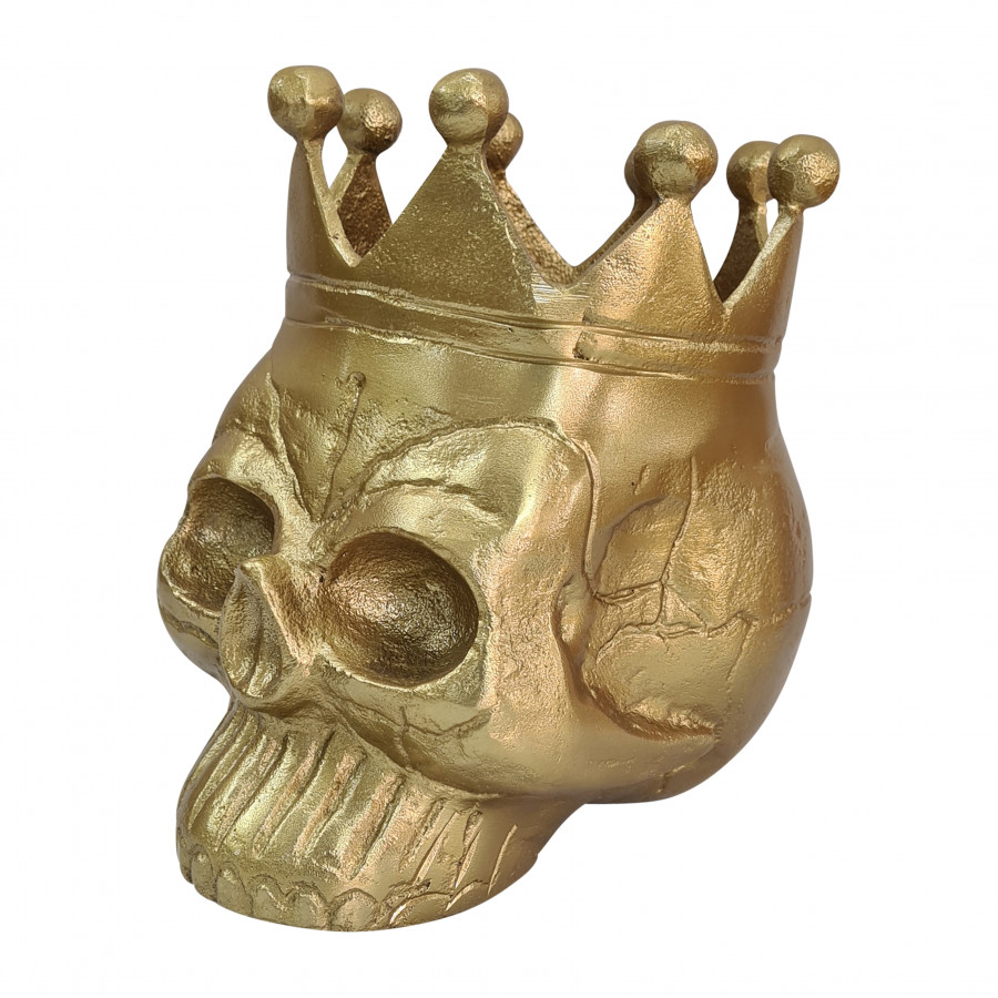 Sagebrook - 7" Metal Skull With Crown in Gold