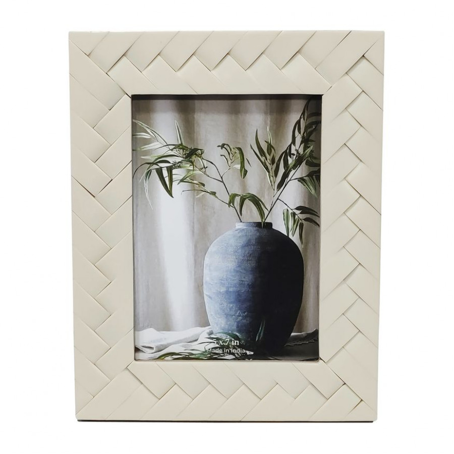 Sagebrook 5"x7" Resin Woven Photo Frame - Ivory