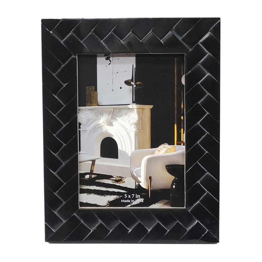 Sagebrook 5"x7" Resin Woven Photo Frame - Black