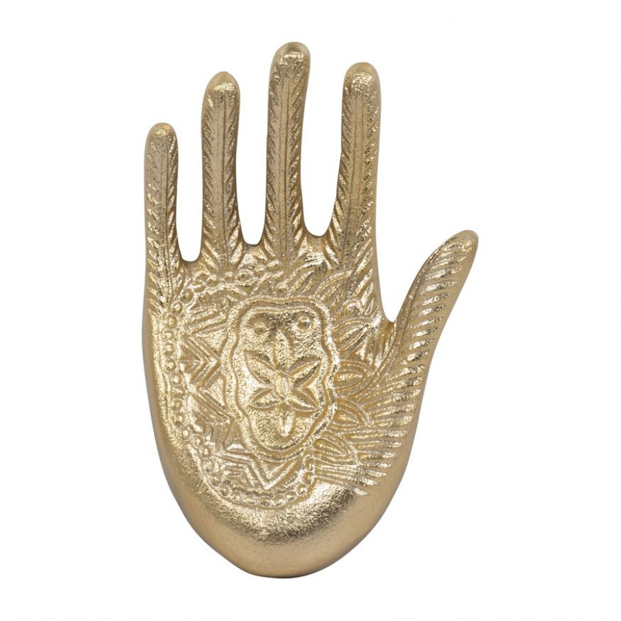 Sagebrook - 8" Metal Tattoo Hand Trinket Tray in Champagne