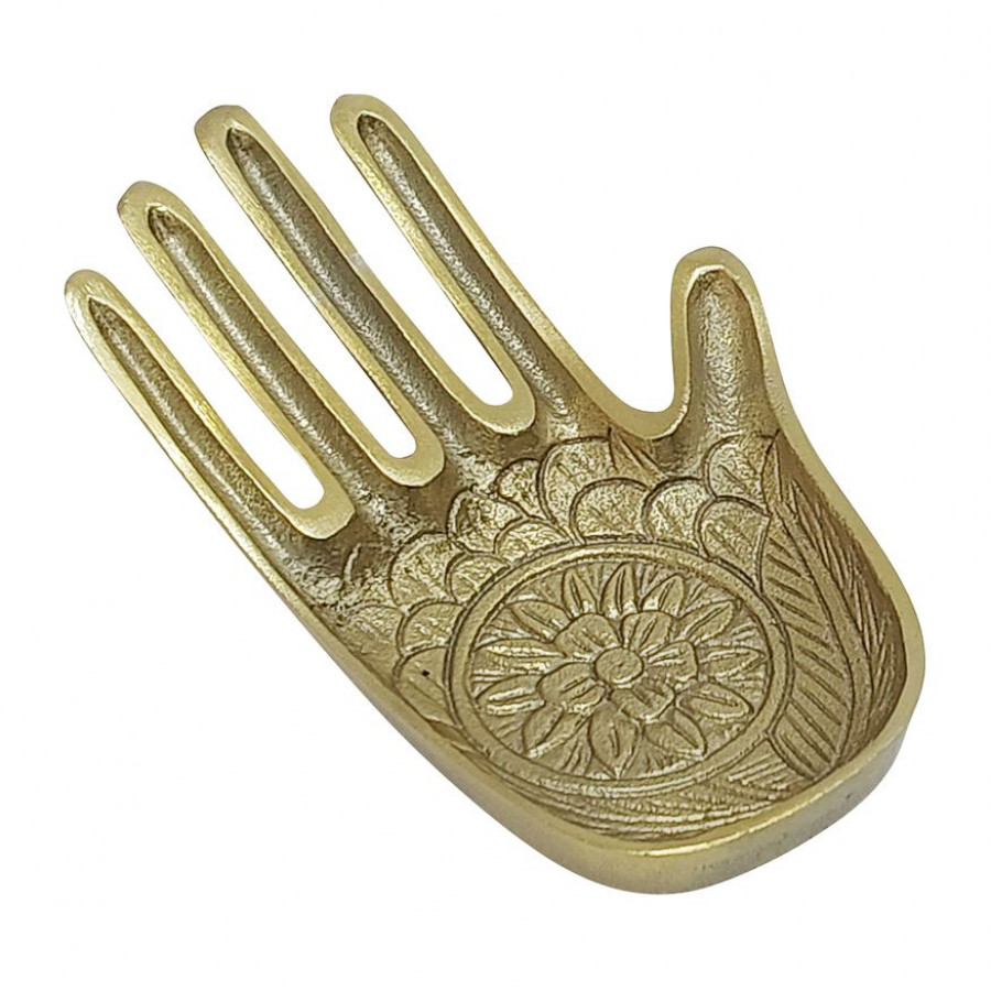 Sagebrook - 10" Metal Hand Trinket Tray in Gold