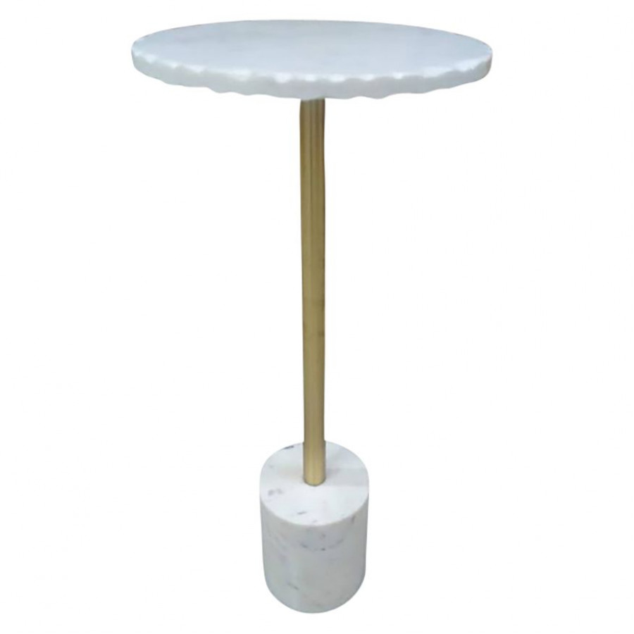 Sagebrook - Marble Top Rough Edge Marble Base Accent Table in White/Gold