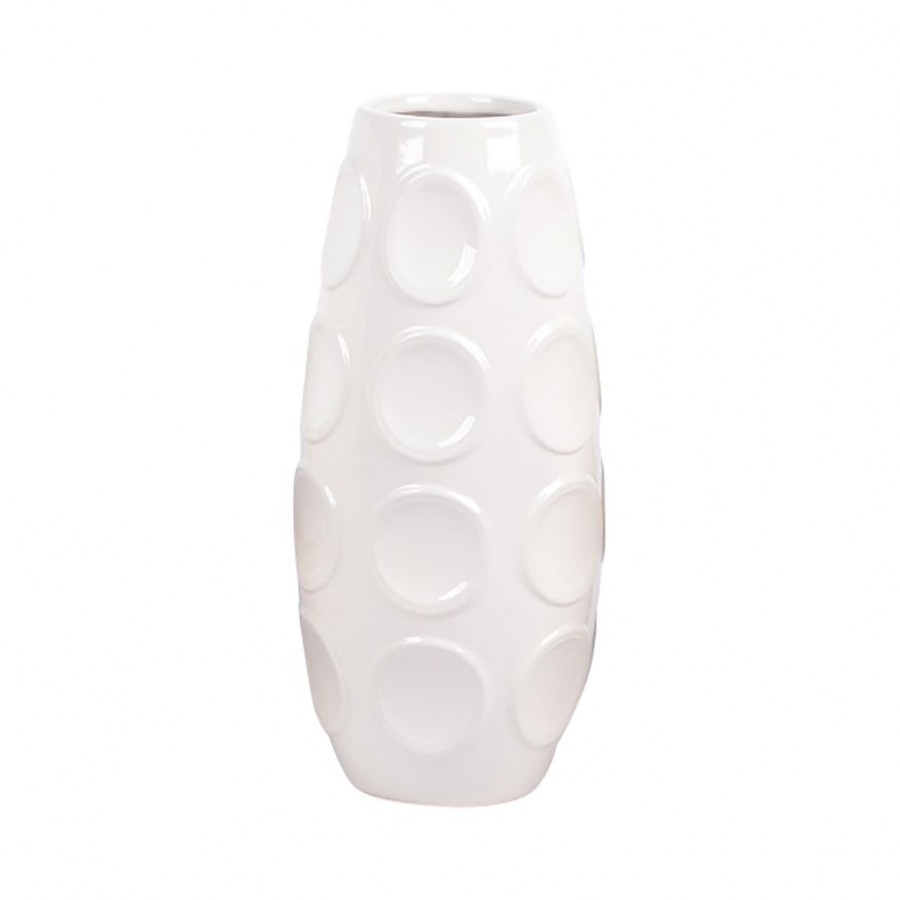 Sagebrook 13" Stoneware Circle Embossed Vase - Cotton