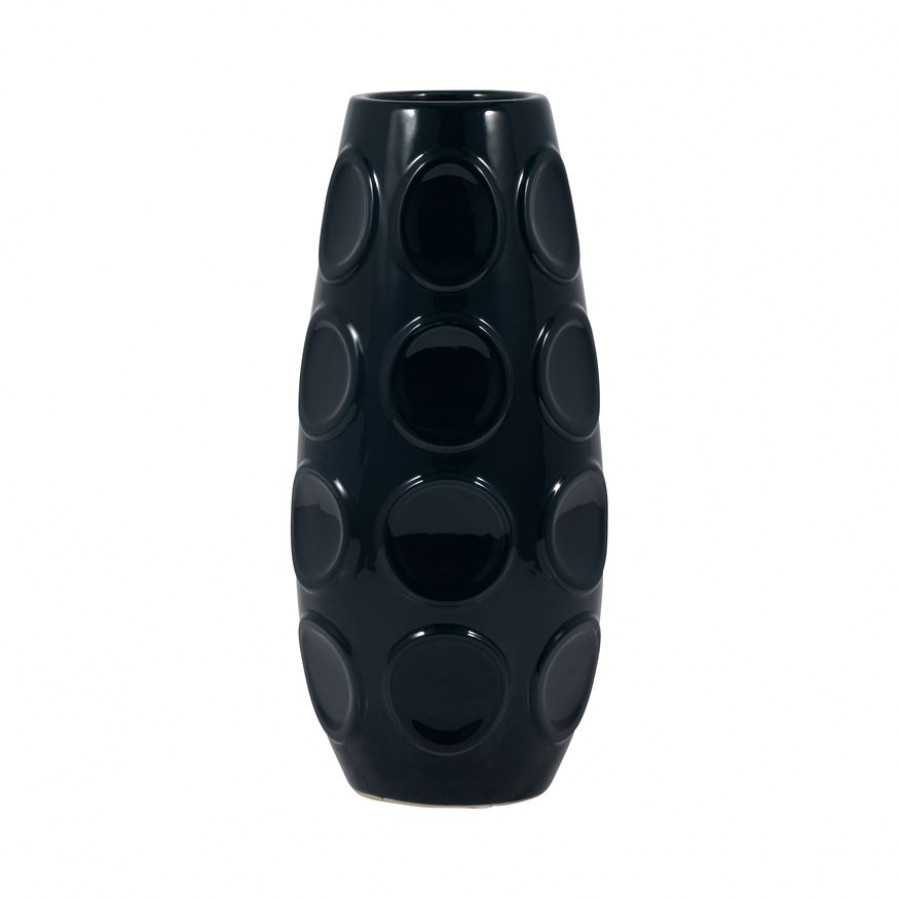 Sagebrook 13" Stoneware Circle Embossed Vase - Navy