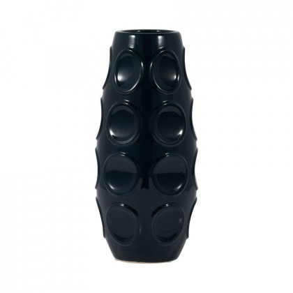 Sagebrook 13" Stoneware Circle Embossed Vase - Navy