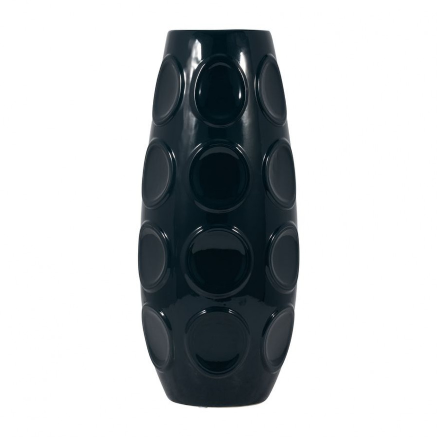 Sagebrook 17" Stoneware Circle Embossed Vase - Navy
