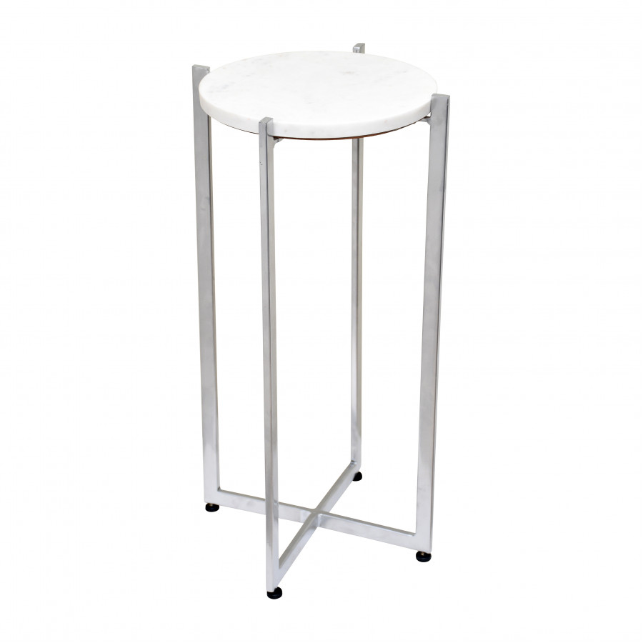 Sagebrook 23" Metal Round Marble Top Accent Table - Silver