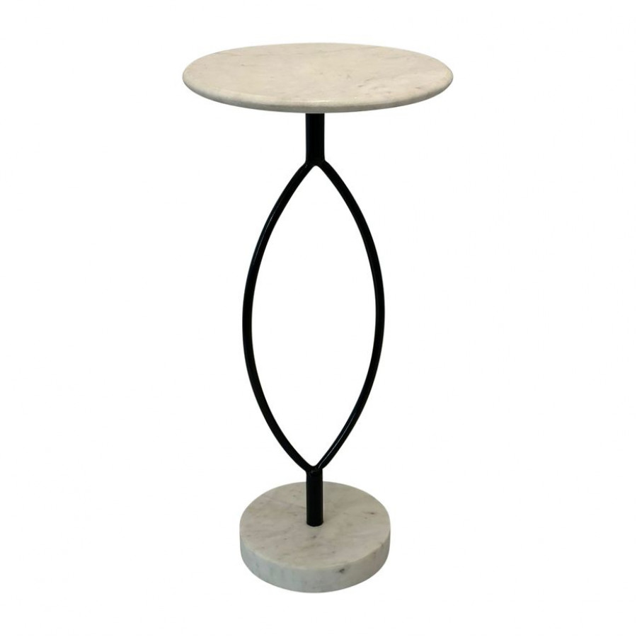 Sagebrook - 25" Metal Loophole Table Marble Base in Black