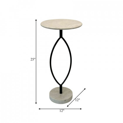 Sagebrook - 25" Metal Loophole Table Marble Base in Black