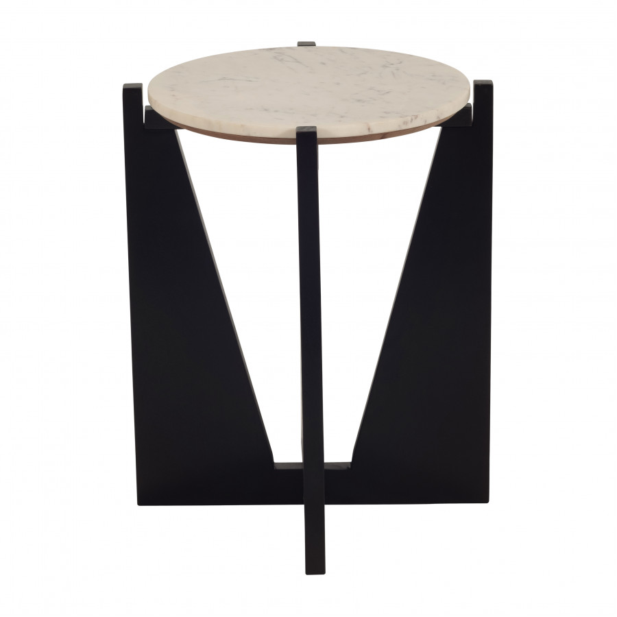 Sagebrook - 22" Wood/Marble Modern Side Table in Black