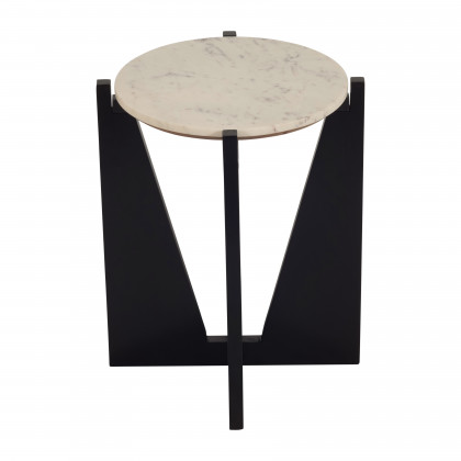 Sagebrook - 22" Wood/Marble Modern Side Table in Black