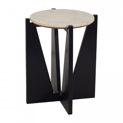 Sagebrook - 22" Wood/Marble Modern Side Table in Black
