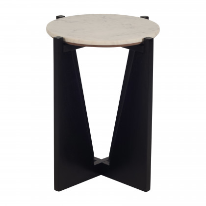 Sagebrook - 22" Wood/Marble Modern Side Table in Black