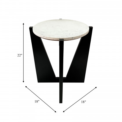 Sagebrook - 22" Wood/Marble Modern Side Table in Black