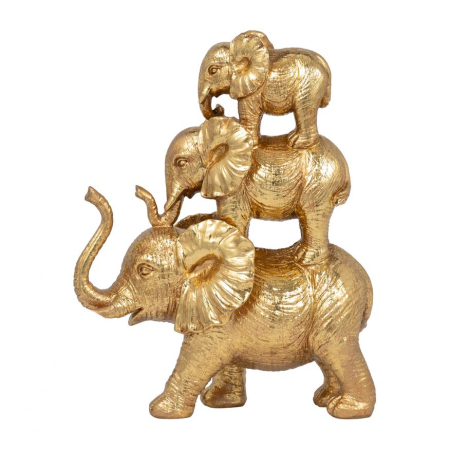 Sagebrook - 10" Resin Stacked Raised Trunk Elephants