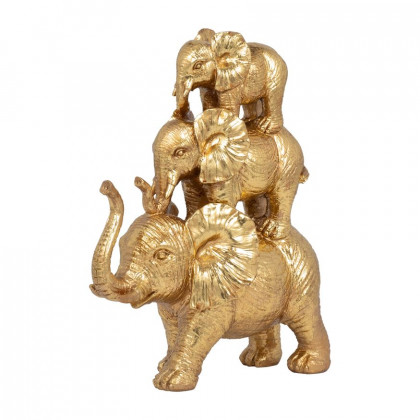 Sagebrook 10" Resin Stacked Raised Trunk Elephants - Gold