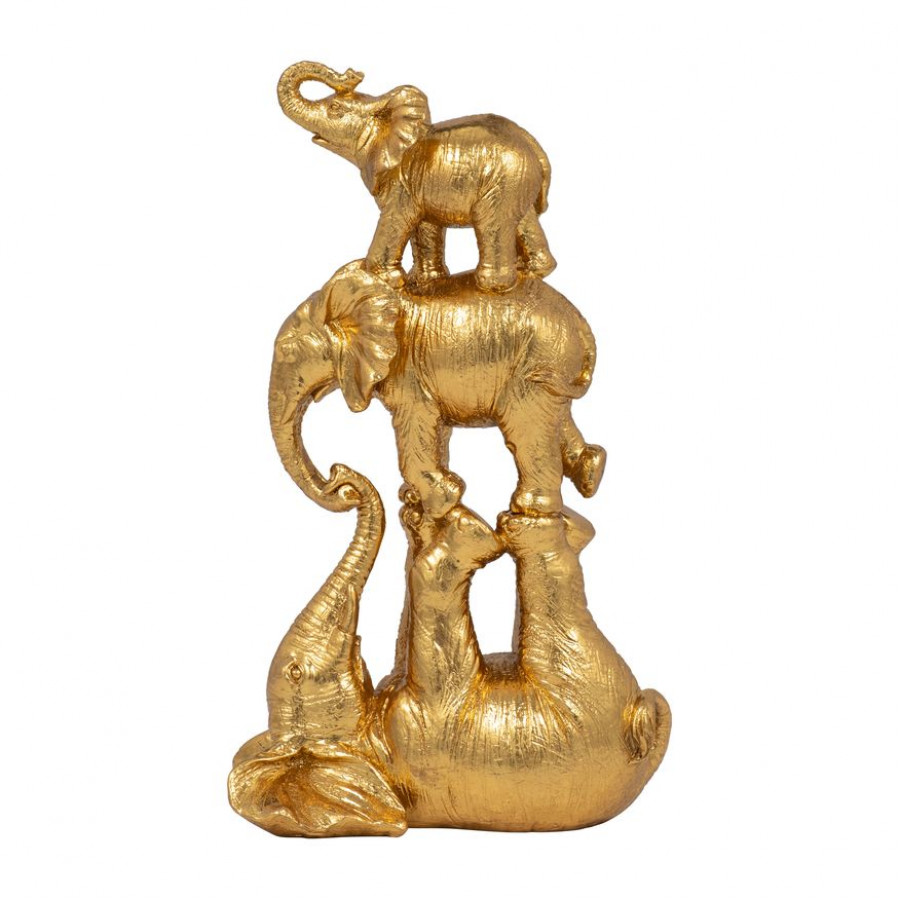 Sagebrook 10" Resin Stacked Playing Elephants - Gold