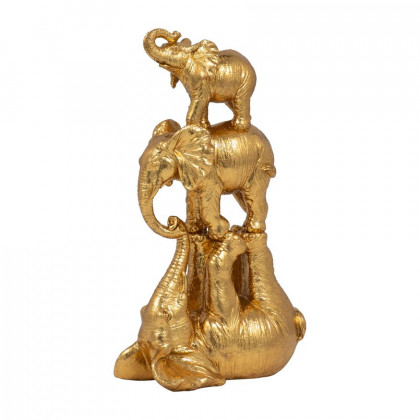 Sagebrook 10" Resin Stacked Playing Elephants - Gold