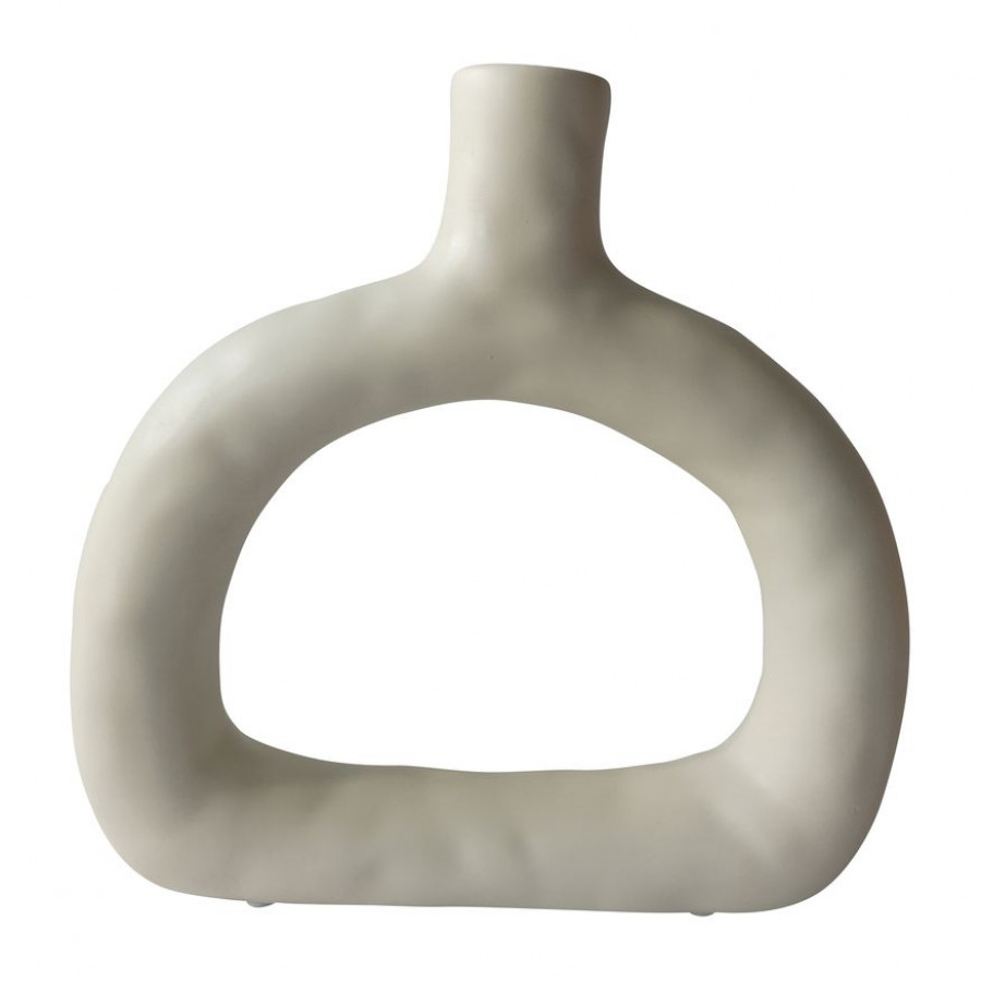 Sagebrook 8" Ceramic Textured Wide Cut-out Vase - Cotton