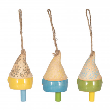 Sagebrook - Ceramic Gnome Bells (Set Of 3) in Multi-Color