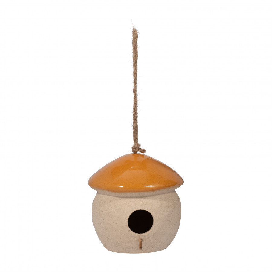 Sagebrook 6" Ceramic Round Bird Feeder - Dark Orange