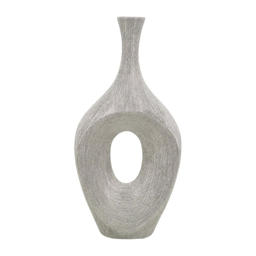 Sagebrook 19" Ceramic Beaded Open Cut Vase - Silver