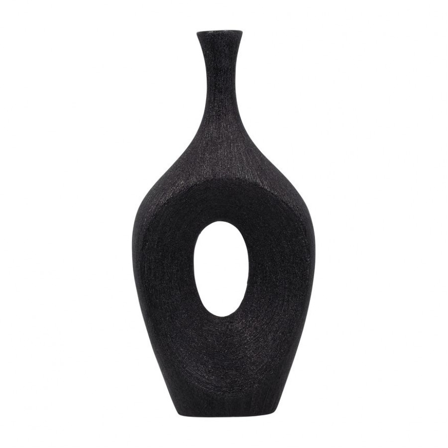 Sagebrook 19" Ceramic Beaded Open Cut Vase - Black
